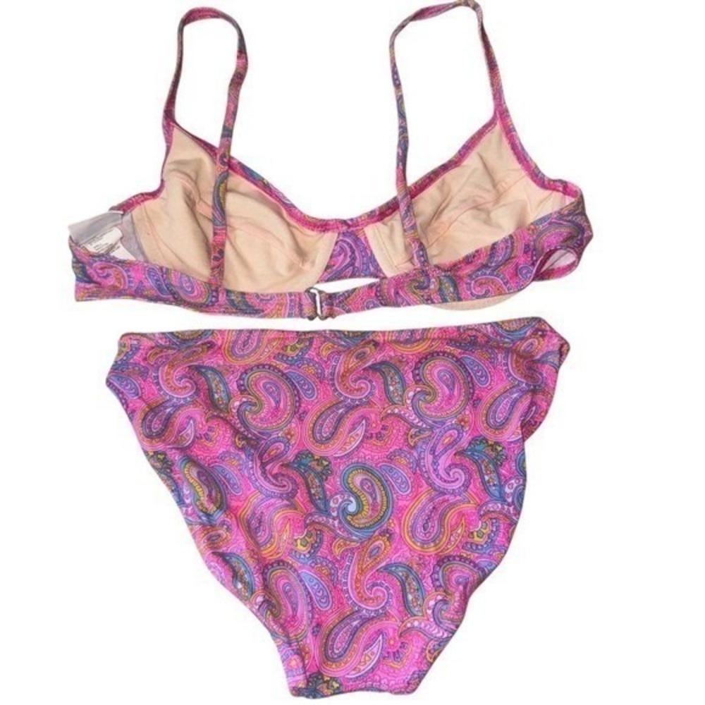Vintage Paisley Bikini Set High Waist Y2K Swimwear Bermuda unlined underwire - Picture 4 of 6